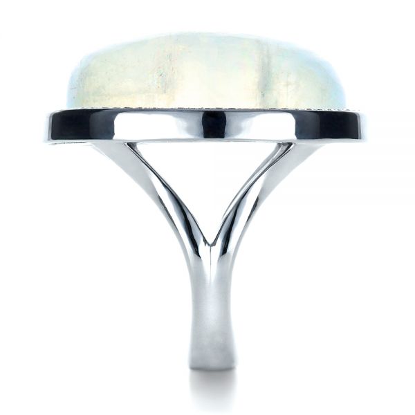 14k White Gold Custom Moonstone And Diamond Ring - Side View - 1242
