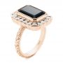 14k Rose Gold 14k Rose Gold Custom Onyx And Diamond Halo Fashion Ring - Three-Quarter View -  105055 - Thumbnail