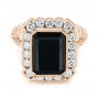 14k Rose Gold 14k Rose Gold Custom Onyx And Diamond Halo Fashion Ring - Flat View -  105055 - Thumbnail