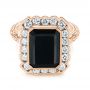 18k Rose Gold 18k Rose Gold Custom Onyx And Diamond Halo Fashion Ring - Flat View -  105055 - Thumbnail