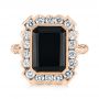 18k Rose Gold 18k Rose Gold Custom Onyx And Diamond Halo Fashion Ring - Top View -  105055 - Thumbnail