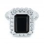 18k White Gold 18k White Gold Custom Onyx And Diamond Halo Fashion Ring - Flat View -  105055 - Thumbnail