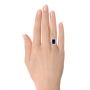 14k White Gold Custom Onyx And Diamond Halo Fashion Ring - Hand View -  105055 - Thumbnail
