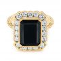 18k Yellow Gold 18k Yellow Gold Custom Onyx And Diamond Halo Fashion Ring - Flat View -  105055 - Thumbnail