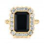 18k Yellow Gold 18k Yellow Gold Custom Onyx And Diamond Halo Fashion Ring - Top View -  105055 - Thumbnail