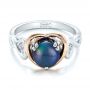  Platinum And 14k Rose Gold Platinum And 14k Rose Gold Custom Opal And Diamond Fashion Ring - Flat View -  102117 - Thumbnail