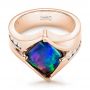 14k Rose Gold 14k Rose Gold Custom Opal And Diamond Fashion Ring - Flat View -  103456 - Thumbnail