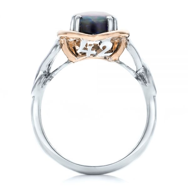  Platinum And 14k Rose Gold Platinum And 14k Rose Gold Custom Opal And Diamond Fashion Ring - Front View -  102117