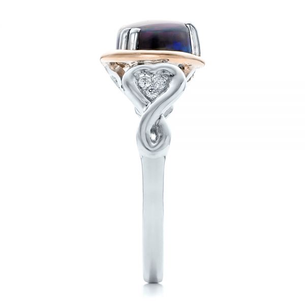  Platinum And 18k Rose Gold Platinum And 18k Rose Gold Custom Opal And Diamond Fashion Ring - Side View -  102117