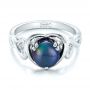  14K Gold And 14k White Gold 14K Gold And 14k White Gold Custom Opal And Diamond Fashion Ring - Flat View -  102117 - Thumbnail