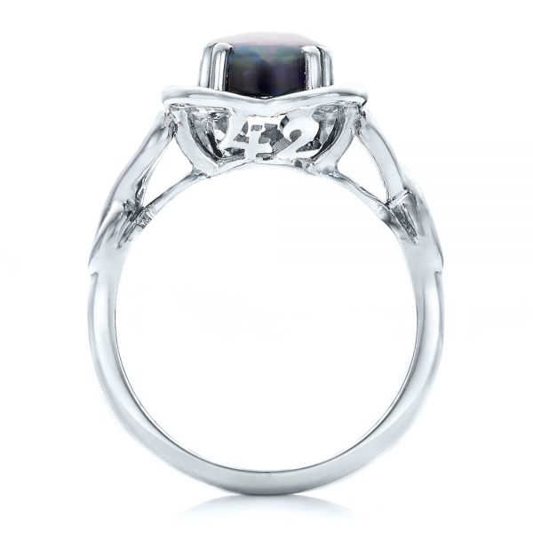14K Gold And 14k White Gold 14K Gold And 14k White Gold Custom Opal And Diamond Fashion Ring - Front View - 102117