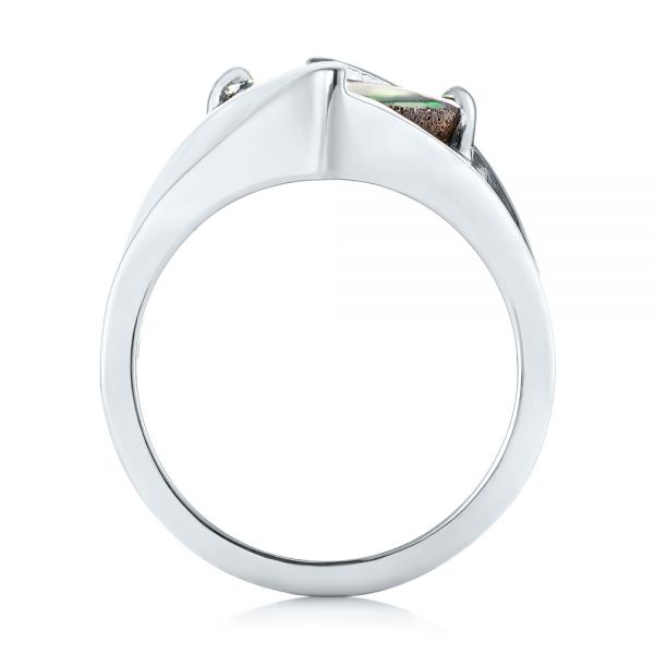 14k White Gold Custom Opal And Diamond Fashion Ring - Front View - 103456