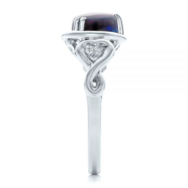 14K Gold And 14k White Gold 14K Gold And 14k White Gold Custom Opal And Diamond Fashion Ring - Side View - 102117