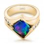 14k Yellow Gold 14k Yellow Gold Custom Opal And Diamond Fashion Ring - Flat View -  103456 - Thumbnail