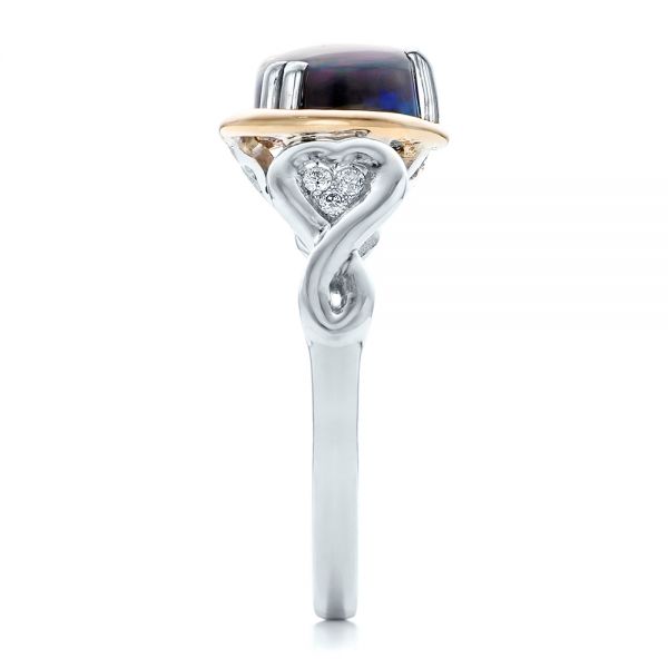 14K Gold And 14k Yellow Gold 14K Gold And 14k Yellow Gold Custom Opal And Diamond Fashion Ring - Side View - 102117