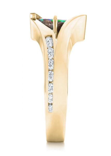 18k Yellow Gold 18k Yellow Gold Custom Opal And Diamond Fashion Ring - Side View -  103456