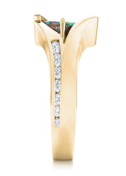 14k Yellow Gold 14k Yellow Gold Custom Opal And Diamond Fashion Ring - Side View - 103456