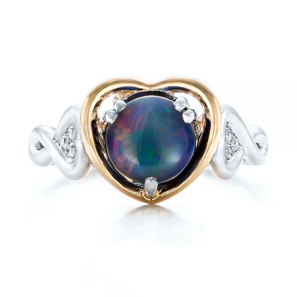  Platinum And 18k Yellow Gold Platinum And 18k Yellow Gold Custom Opal And Diamond Fashion Ring - Top View -  102117