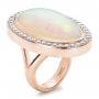 14k Rose Gold 14k Rose Gold Custom Opal And Diamond Ring - Three-Quarter View -  100089 - Thumbnail