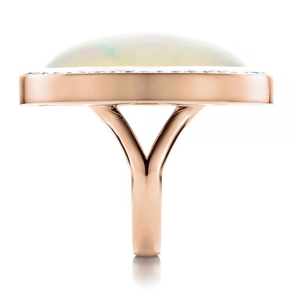 14k Rose Gold 14k Rose Gold Custom Opal And Diamond Ring - Side View -  100089