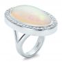 14k White Gold 14k White Gold Custom Opal And Diamond Ring - Three-Quarter View -  100089 - Thumbnail