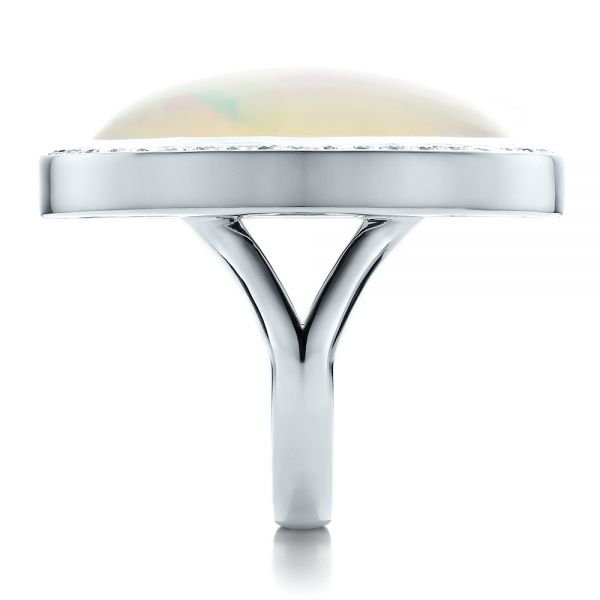  Platinum Custom Opal And Diamond Ring - Side View -  100089