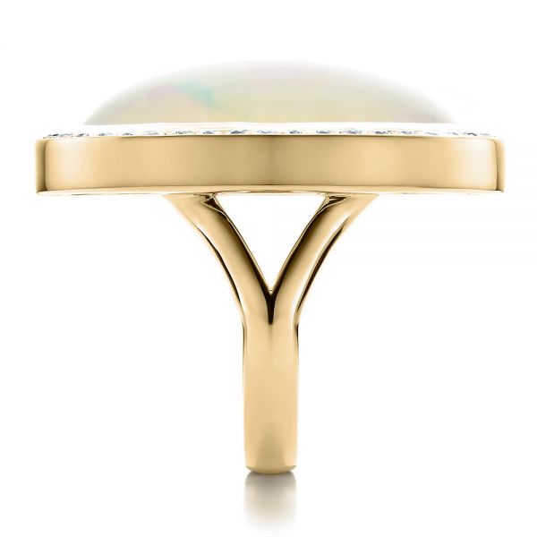 18k Yellow Gold 18k Yellow Gold Custom Opal And Diamond Ring - Side View -  100089