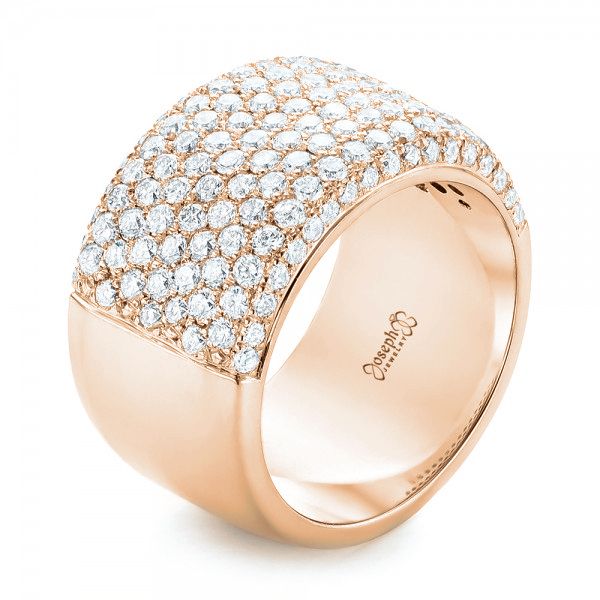 14k Rose Gold 14k Rose Gold Custom Pave Diamond Fashion Ring - Three-Quarter View -  102890