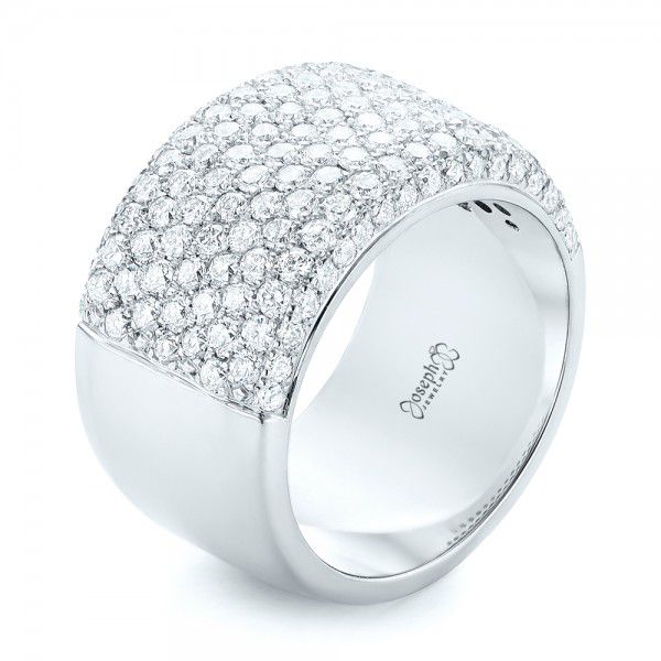  Platinum Custom Pave Diamond Fashion Ring - Three-Quarter View -  102890