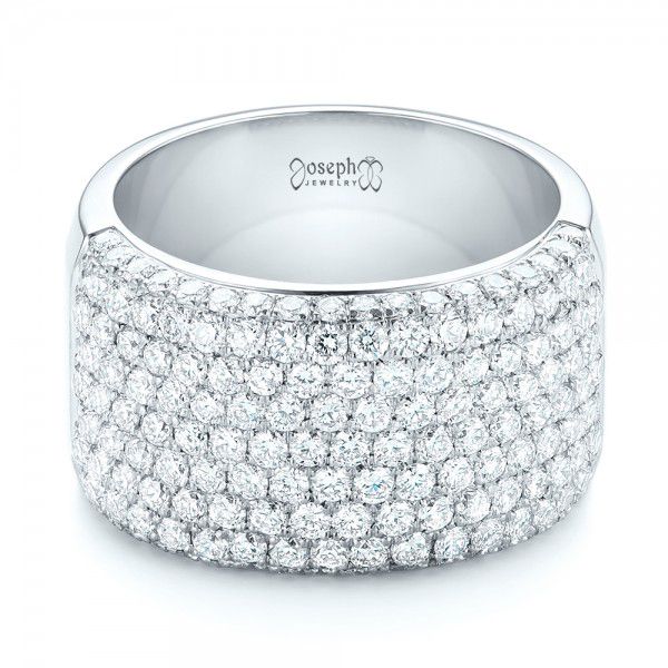 14k White Gold 14k White Gold Custom Pave Diamond Fashion Ring - Flat View -  102890