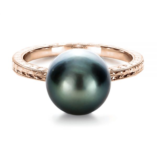 14k Rose Gold 14k Rose Gold Custom Pearl Ring - Flat View - 1166