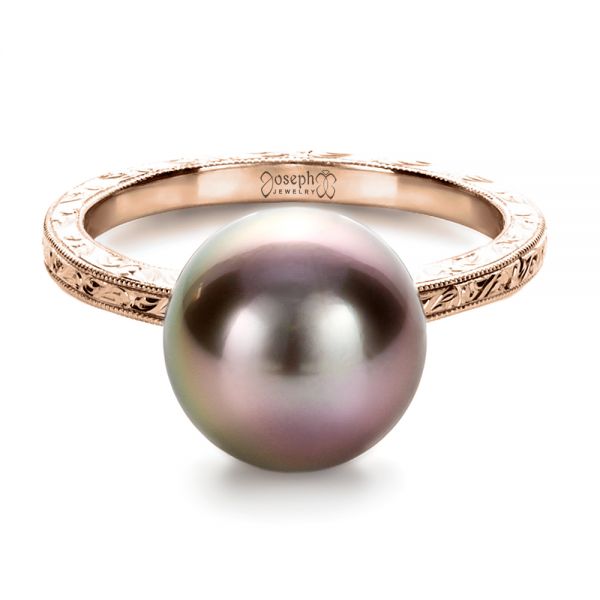 18k Rose Gold 18k Rose Gold Custom Pearl Ring - Flat View -  1167