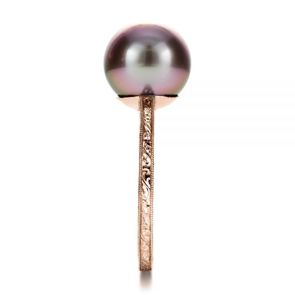 14k Rose Gold 14k Rose Gold Custom Pearl Ring - Side View - 1167