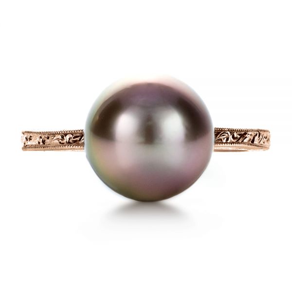 14k Rose Gold 14k Rose Gold Custom Pearl Ring - Top View -  1167