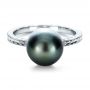 14k White Gold Custom Pearl Ring - Flat View -  1166 - Thumbnail