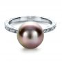 14k White Gold Custom Pearl Ring - Flat View -  1167 - Thumbnail