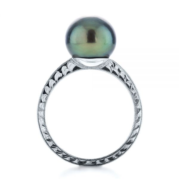 14k White Gold Custom Pearl Ring - Front View -  1166