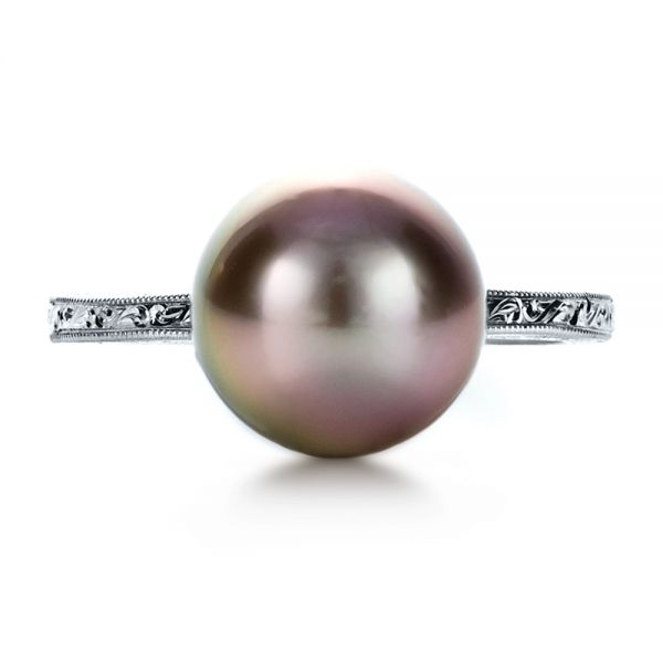 18k White Gold 18k White Gold Custom Pearl Ring - Top View -  1167