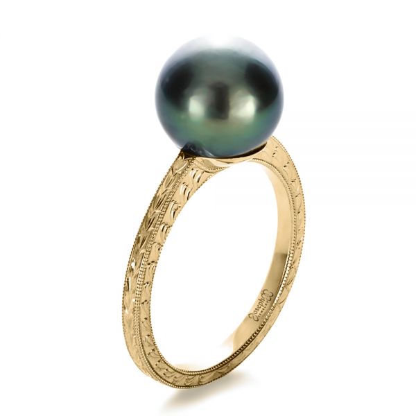 18k Yellow Gold 18k Yellow Gold Custom Pearl Ring - Three-Quarter View -  1166