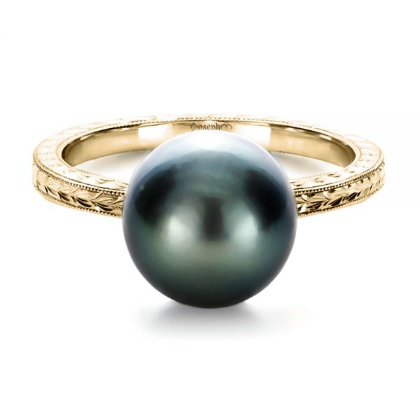 14k Yellow Gold 14k Yellow Gold Custom Pearl Ring - Flat View -  1166