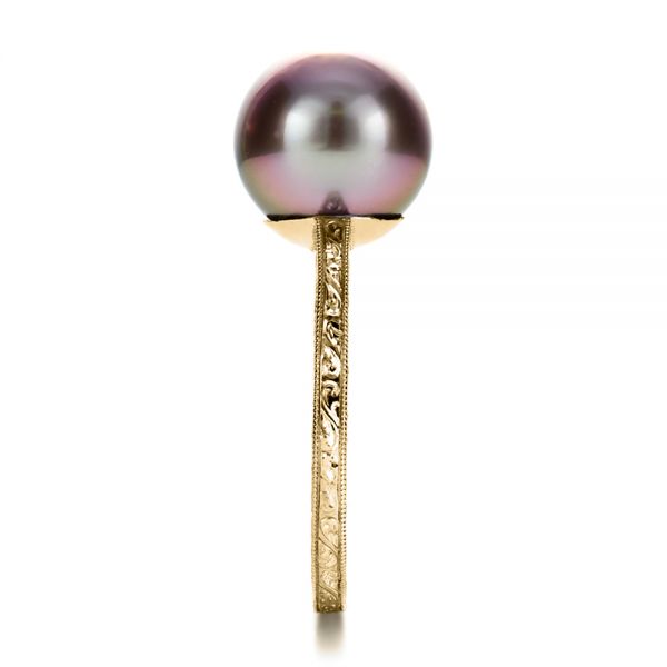14k Yellow Gold 14k Yellow Gold Custom Pearl Ring - Side View -  1167