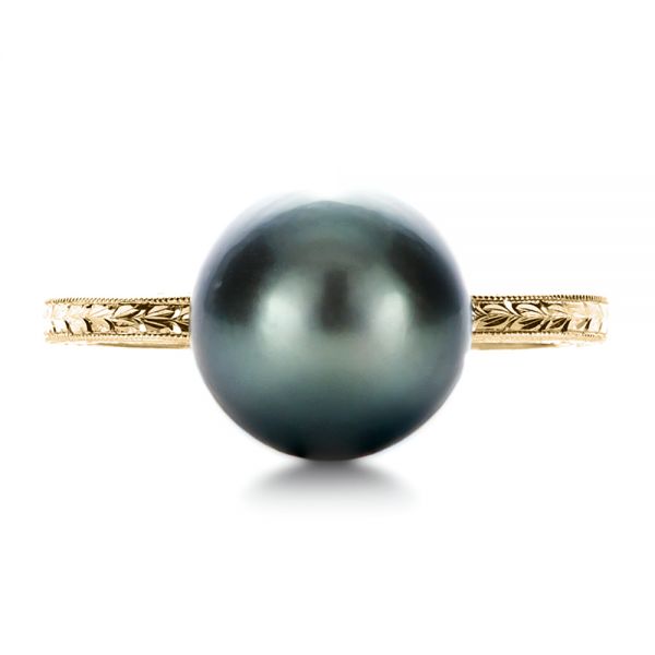 14k Yellow Gold 14k Yellow Gold Custom Pearl Ring - Top View - 1166
