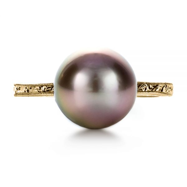 18k Yellow Gold 18k Yellow Gold Custom Pearl Ring - Top View - 1167