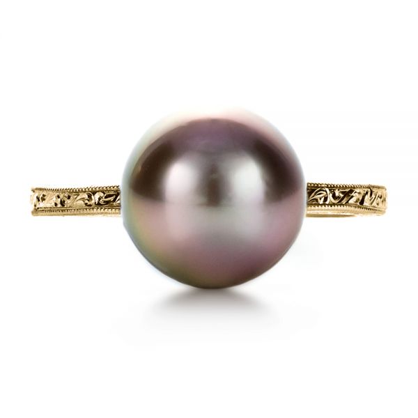 18k Yellow Gold 18k Yellow Gold Custom Pearl Ring - Top View -  1167