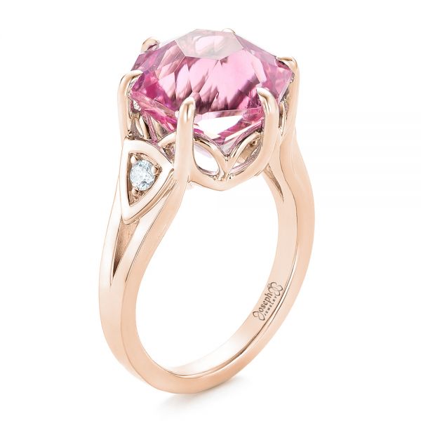 14k Rose Gold 14k Rose Gold Custom Pink Tourmaline And Diamond Anniversary Ring - Three-Quarter View -  102316