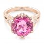 14k Rose Gold 14k Rose Gold Custom Pink Tourmaline And Diamond Anniversary Ring - Flat View -  102316 - Thumbnail