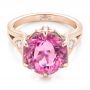 18k Rose Gold 18k Rose Gold Custom Pink Tourmaline And Diamond Anniversary Ring - Flat View -  102316 - Thumbnail