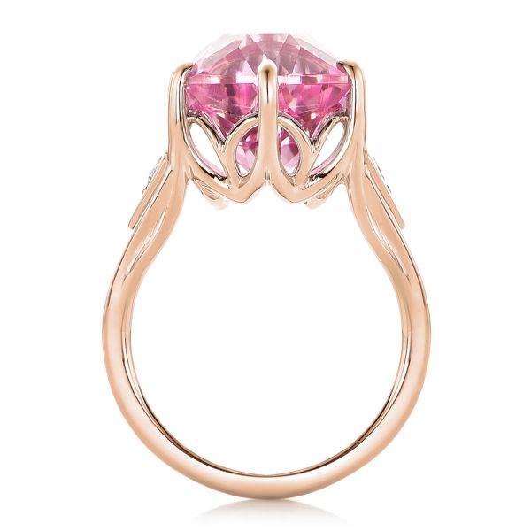 18k Rose Gold 18k Rose Gold Custom Pink Tourmaline And Diamond Anniversary Ring - Front View -  102316