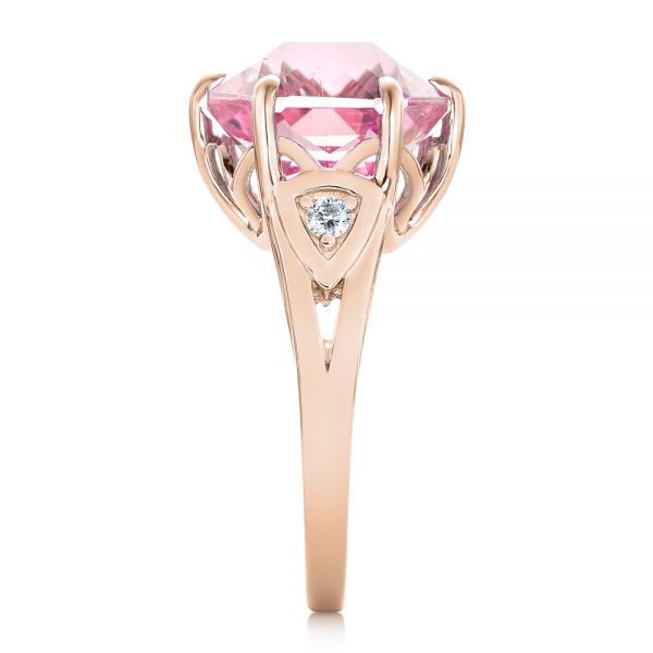 14k Rose Gold 14k Rose Gold Custom Pink Tourmaline And Diamond Anniversary Ring - Side View -  102316