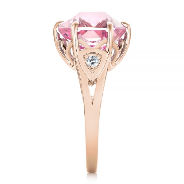 18k Rose Gold 18k Rose Gold Custom Pink Tourmaline And Diamond Anniversary Ring - Side View - 102316